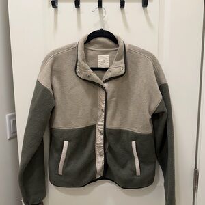 Thread & Supply Two-Tone Teddy Jacket in Cream & Olive